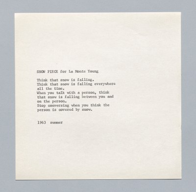 Yoko Ono, SNOW PIECE for La Monte Young, from Grapefruit, 1964