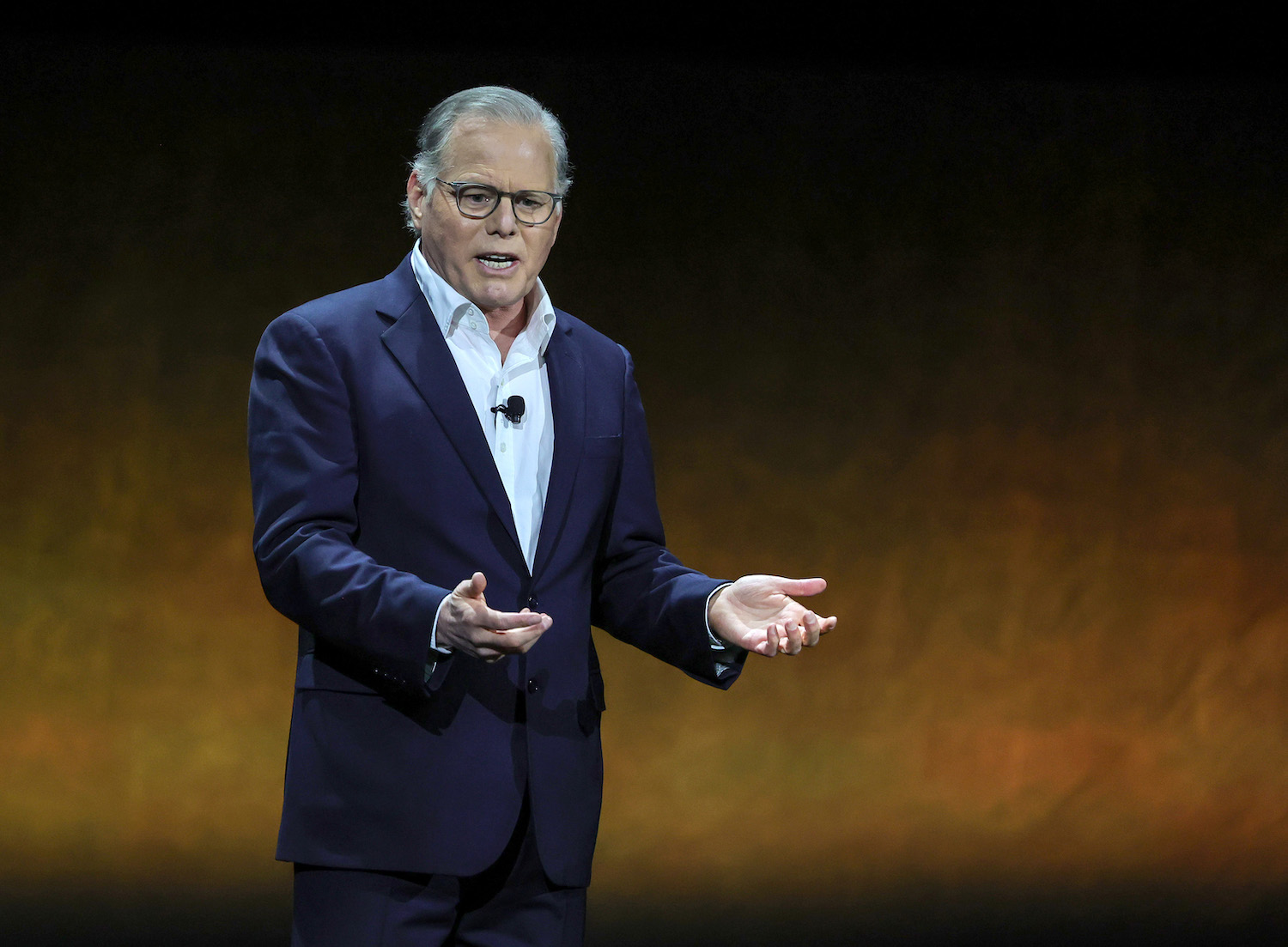 LAS VEGAS, NEVADA - APRIL 25: Warner Bros. Discovery President and CEO David Zaslav speaks onstage during the Warner Bros. Pictures Studio presentation during CinemaCon, the official convention of the National Association of Theatre Owners, at The Colosseum at Caesars Palace on April 25, 2023 in Las Vegas, Nevada. (Photo by Ethan Miller/Getty Images)