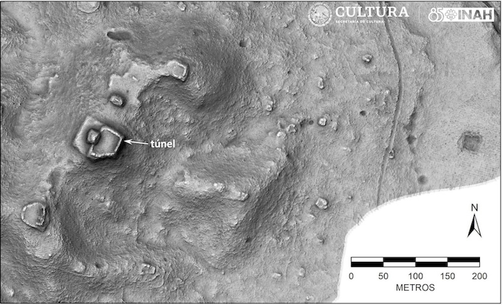 LiDAR imagery of one of the settlements with a drainage tunner identified in Campeche, Mexico.