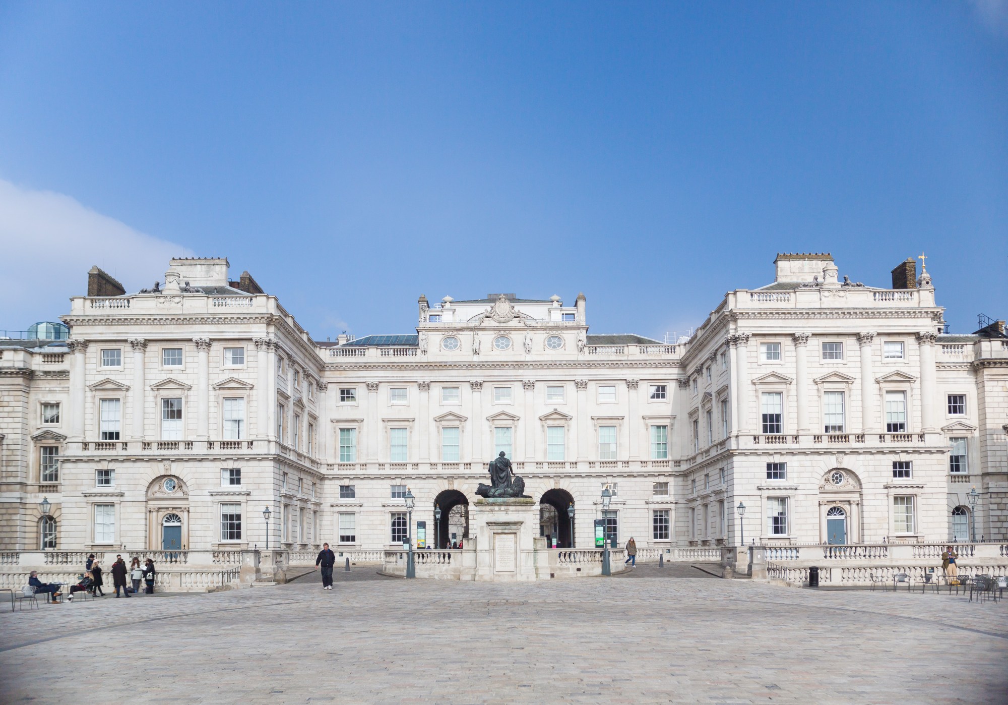 A white stone building.